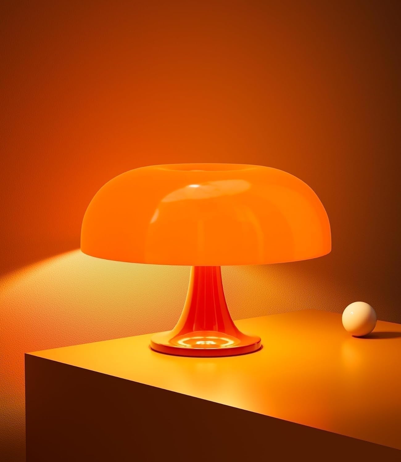 Hnjugfe Midcentury Modern 1-Light LED Desk Lamp Mushroom Table Lamp, Dimmable Table Lamp for Bedroom, Orange Adjustable Light Color Temperature Lighting Home Decor Night Light for Bedside