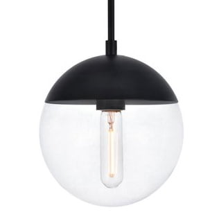 Midcentury Modern Eclipse 1 Light Black Plug In Pendant - Clear Glass