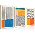 thumbnail image 1 of Midcentury Modern Framed Wall Art for Living Room Set of 3 Mid Century Modern Abstract Canvas Painting Print Boho Color Blocks Home Decor Colorful Minimalist Pictures for Bedroom 12"x16"x3, 1 of 7