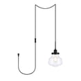 thumbnail image 1 of Midcentury Modern Lyle 1 Light Black and Clear Seeded Glass Plug In Pendant, 1 of 3