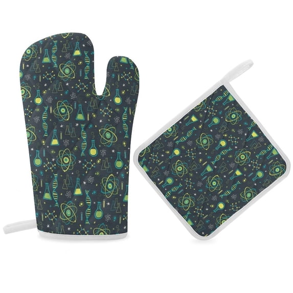 Midcentury Modern Science Yellow Oven Gloves And Pots Stand Set Oven Gloves And Pot Racks Pot Racks And Oven Gloves Set