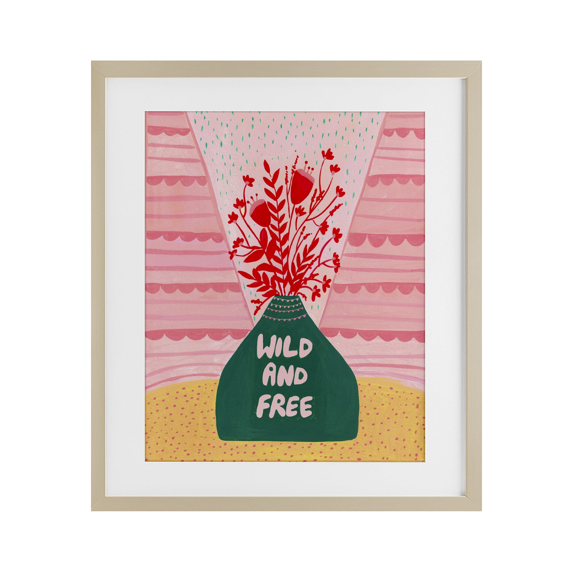Midcentury Wild And Free Birch Framed Print Under Glass, design by Nabeela Rumi