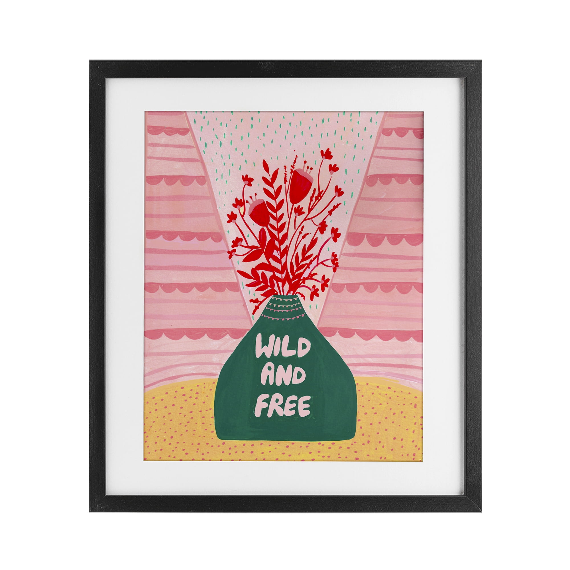 Midcentury Wild And Free Black Framed Print Under Glass, design by Nabeela Rumi