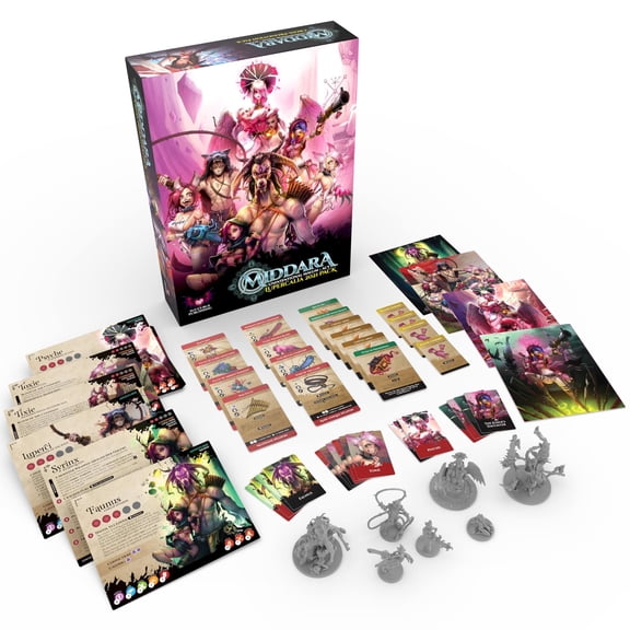 Middara: Lupercalia 2021 Pack - Expansion, 7 New Esper Character Miniatures, Combatant & Item Cards, RPG Adventure, Dungeon Crawler Roleplaying Game