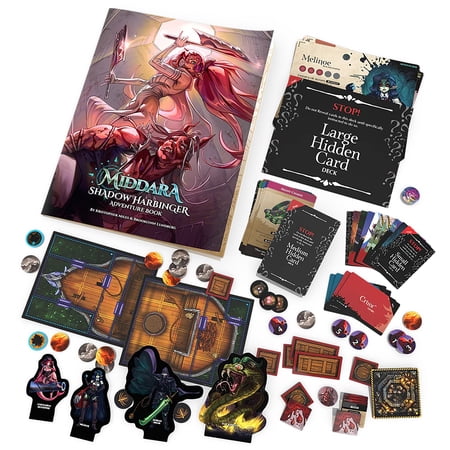 Middara: Shadow Harbinger Adventure Pack - Expansion, New Characters, Adventure Book, Standees & Cards, RPG Tabletop, Dungeon Crawler Roleplaying Game