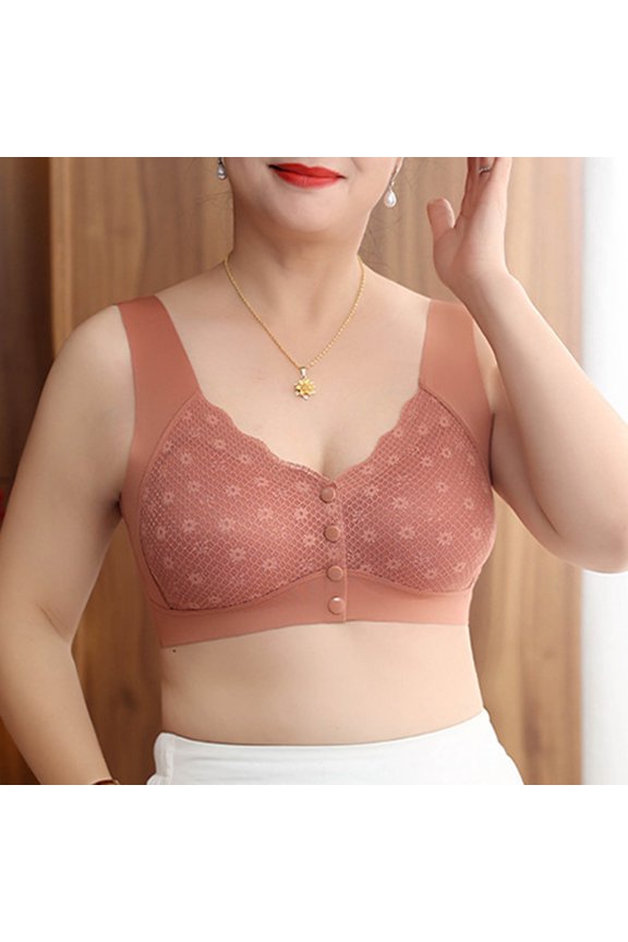 Middle Age And Elderly Women Cool Summer Seamless And Steel Rimless Oversized Tank Top Style Bra Underwear Womens Strapless Bras Padded Bra No Underwire One Shoulder Sports Bras for Women Women Bras