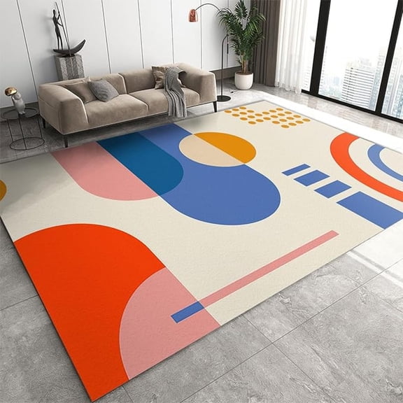 Middle Ages Colorful Geometric Area Rug, Graffiti Rectangle Art Easy Clean Rug, Soft Non-Skid Carpet Throw Rugs For Kids Teen Girls Boys Bedroom Living Room Bathroom Classroom Office 4x5ft