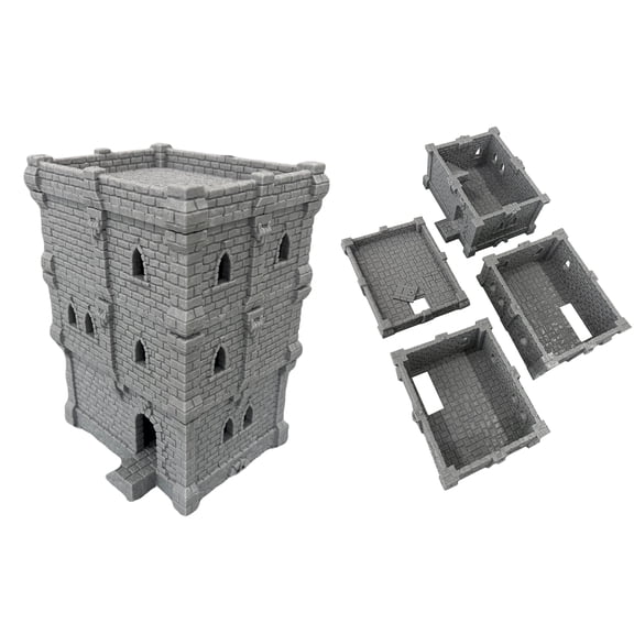 Middle Ages Medieval Castle Architectural Terrain Set for 18-28mm Miniatures Tabletop Campaigns, 3D Printed and Paintable, Gift for Tabletop Hobby Enthusiasts
