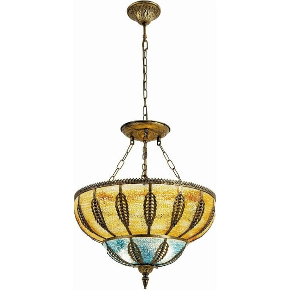 Middle Ages Tiffany Chandelier Bohemian Pendant Light Fixture Wide Antique Style Stained Glass Hanging Lamp for Dining Room Kitchen Island
