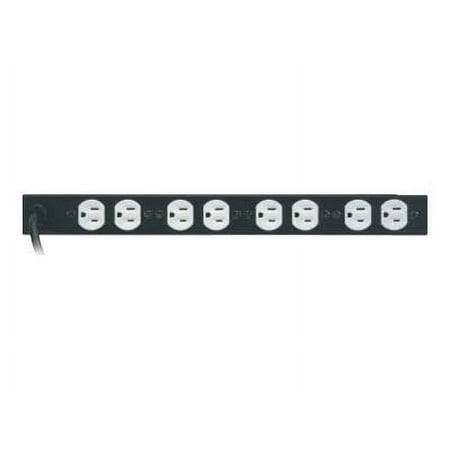 Middle Atlantic Rackmount Power Strip PD-815RA-PL - Power distribution strip (rack-mountable) - AC 115 V - output connectors: 8 (NEMA 5-15) - 1U - 9 ft cord - anodized, brushed black