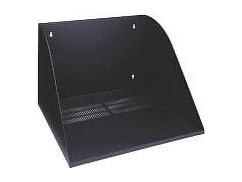 Black Steel Wall Mount Shelf with Electrical Knockouts