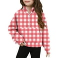 thumbnail image 1 of Middle Big Children's Half Zip Sweatshirt Long Sleeve Turtleneck Pullover Top Floral Print Sweatshirts with Pockets Red 13 Years, 1 of 5