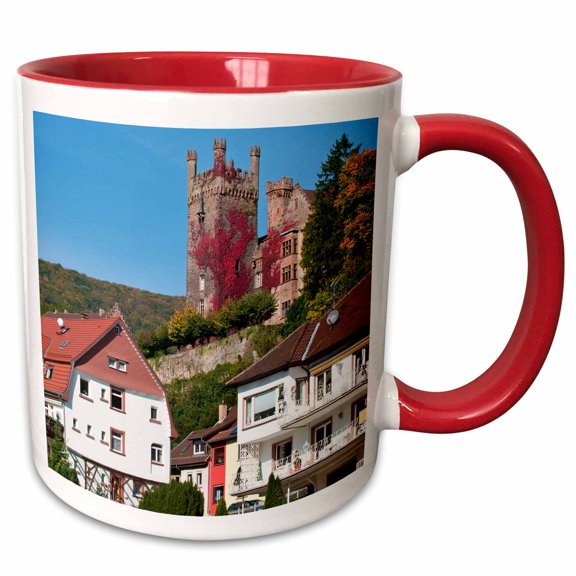 3drose, Middle Castle, Neckarsteinach, Germany - Eu10 Mde0169 - Michael Defreitas, 11oz Two-tone Red Mug