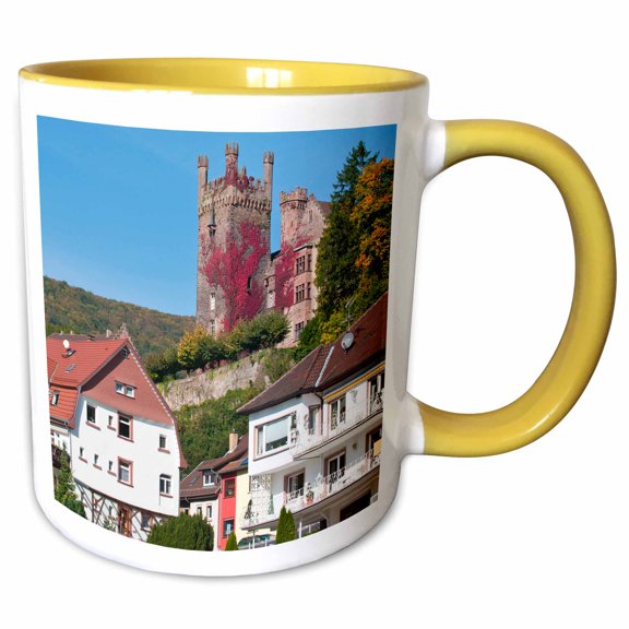 3drose, Middle Castle, Neckarsteinach, Germany - Eu10 Mde0169 - Michael Defreitas, 11oz Two-tone Yellow Mug