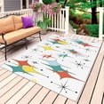 thumbnail image 1 of Middle Century Outdoor Rug 3x5 Ft, Non Slip Washable Area Rug, Boho Abstract Art Teal Orange Rhomboid Patio Rugs Carpet Runner, Large Floor Mat for Indoor/Outdoor Deck Porch Camping, 1 of 8