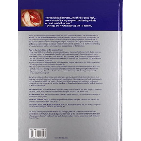 Pre-Owned Middle Ear and Mastoid Microsurgery Sunose, Hiroshi; Russo, Alessandra; Taibah, Abdelkader; Mancini, Fernando and Sanna, Mario