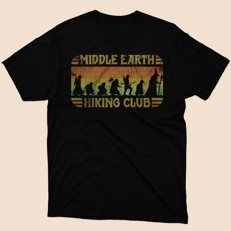 Middle Earth Hiking Club The Lord Of The Rin T-shirt Black Size S to 5XL