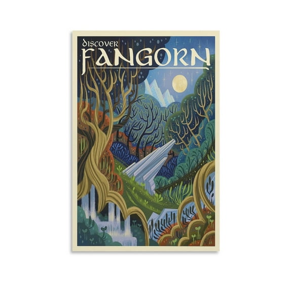 Middle Earth Lord of The Rings Vintage Travel Poster-Fangorn Posters Art Print Wall Photo Paint Poster Hanging Picture Family Bedroom Decor Gift 20x30inch(50x75cm)