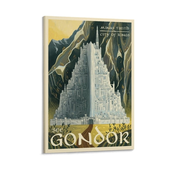Lord of The Rings Retro Travel Poster Gondor Artworks Canvas Poster Room Aesthetic Wall Art Prints Home Modern Decor Gifts 12x18inch(30x45cm)