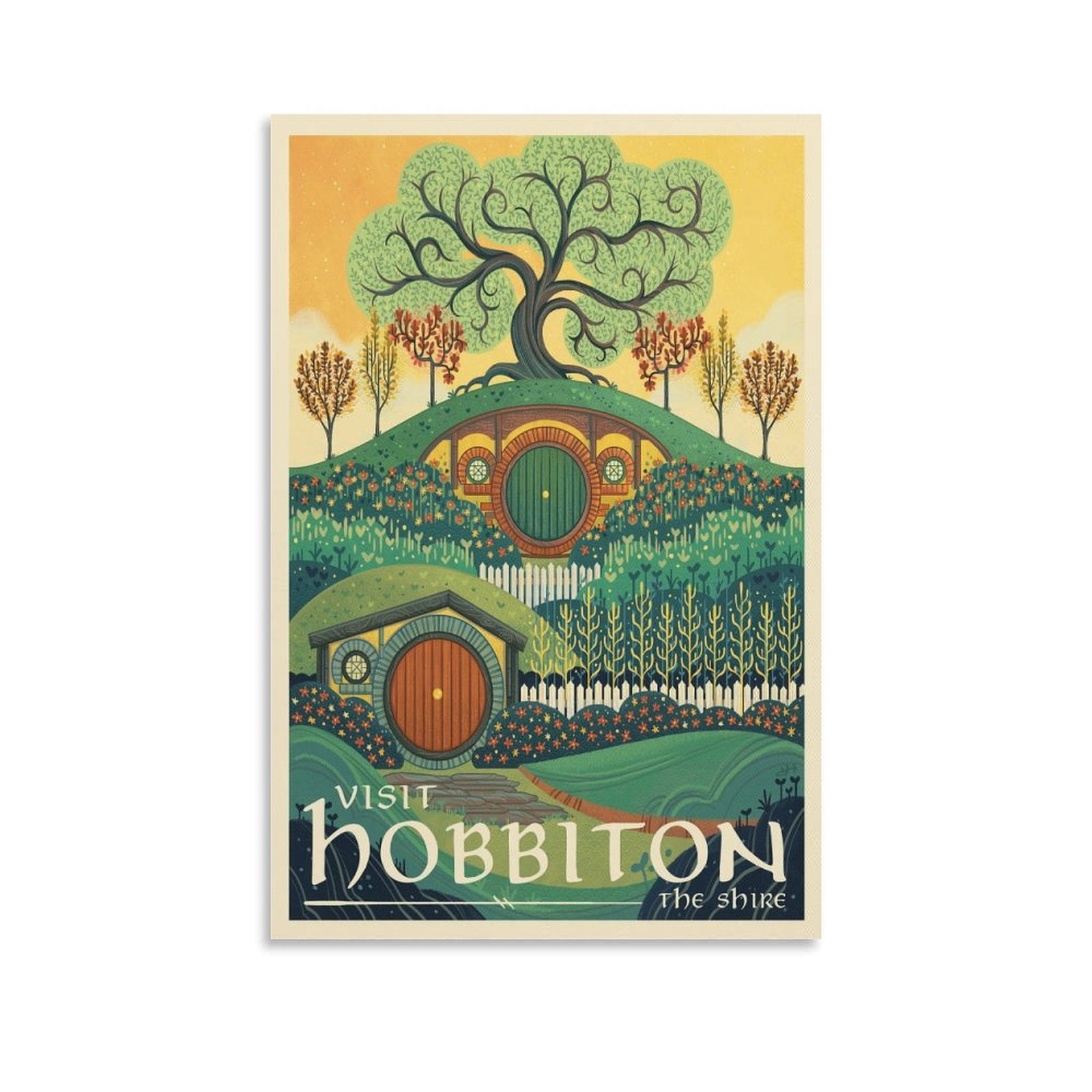Middle Earth Lord of The Rings Vintage Travel Poster-Hobbiton-Shire ...