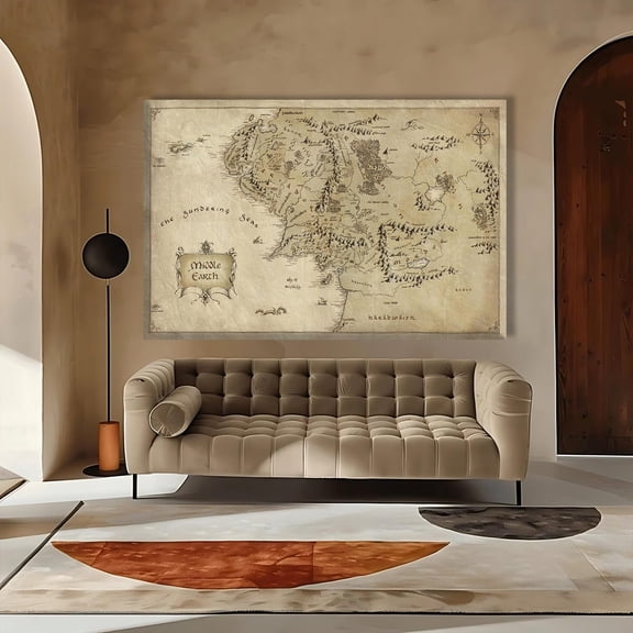 Middle Earth Map Art Fantasy Map Decor, Unframed Poster