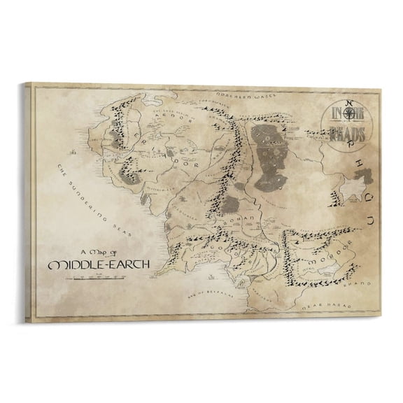 Middle Earth Map Artworks Picture Print Poster Wall Art Painting Canvas Gift Decor Home Posters Decorative 12x18inch(30x45cm)