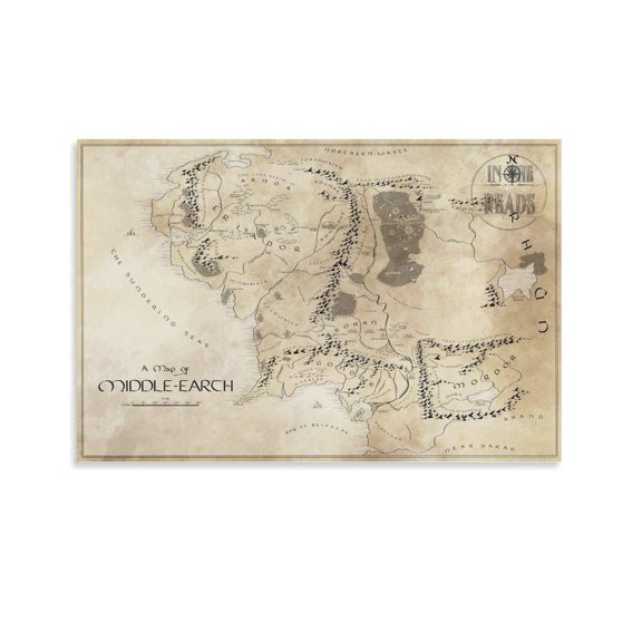 Middle Earth Map Canvas Wall Art Poster Decorative Bedroom Modern Home Print Picture Artworks Posters 16x24inch(40x60cm)