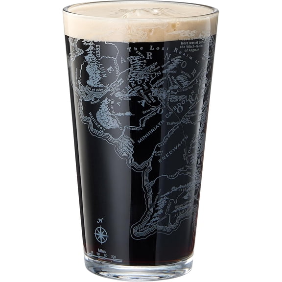 Middle Earth Map Glass - 15 OZ Middle-Earth Fantasy Glassware Inspired by Lord of The Rings - Unique Novelty Pint Glass Lovers & Fantasy Fans - Durable Housewarming, Home, Bar