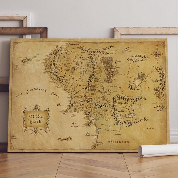 Middle Earth Map LOTR Game Art Decor, Unframed Poster