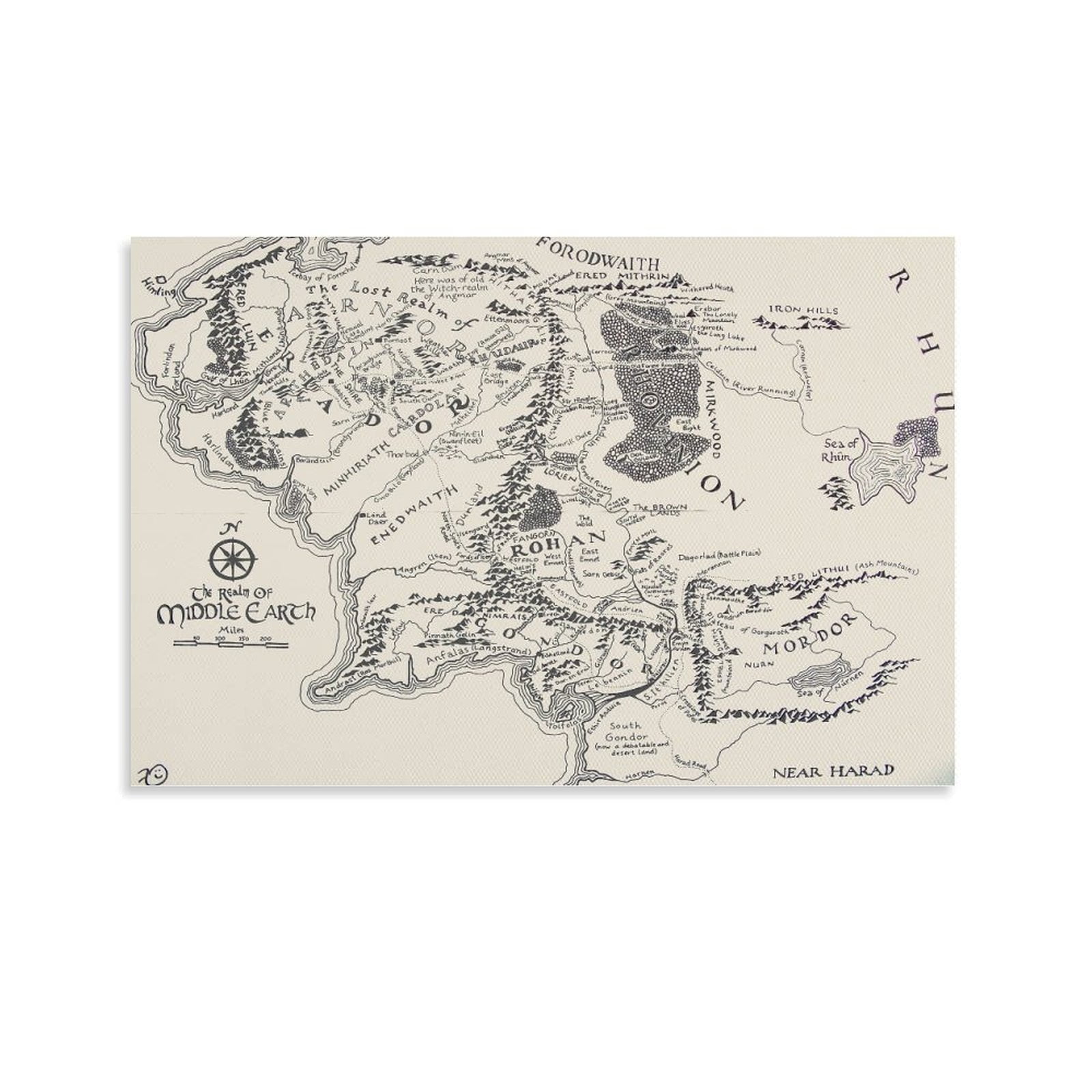 Middle Earth Map Lord of The Rings Poster (10) Painting On Canvas Wall ...