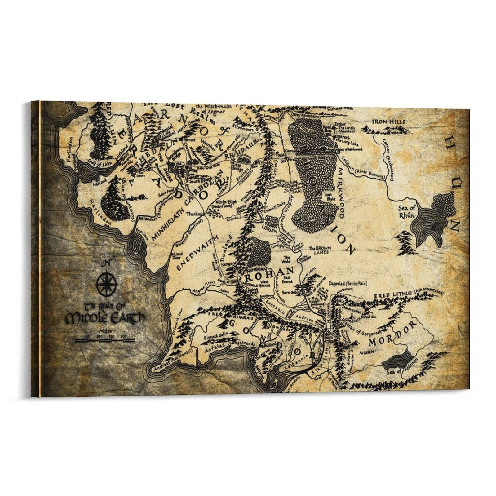 Middle Earth Map Lord of The Rings Poster (13) Canvas Poster Wall Art ...
