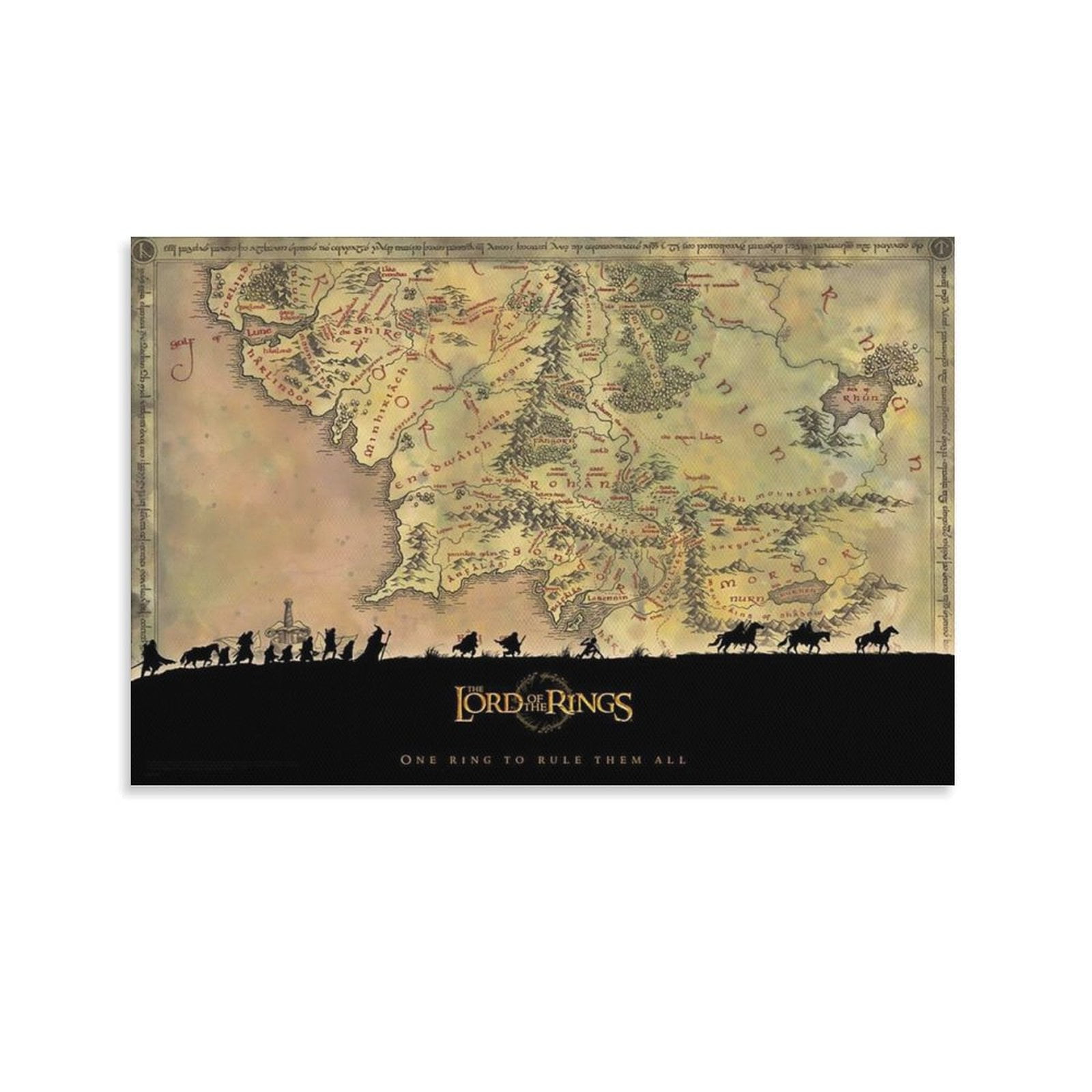 Middle Earth Map Lord of The Rings Poster (16) Art Poster Canvas ...