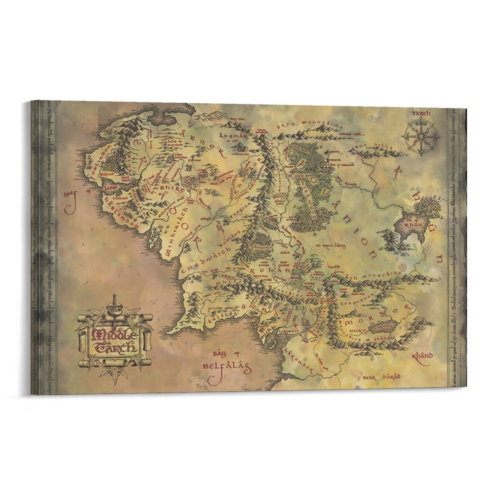 Middle Earth Map Lord of The Rings Poster (5) Posters Wall Art Painting ...