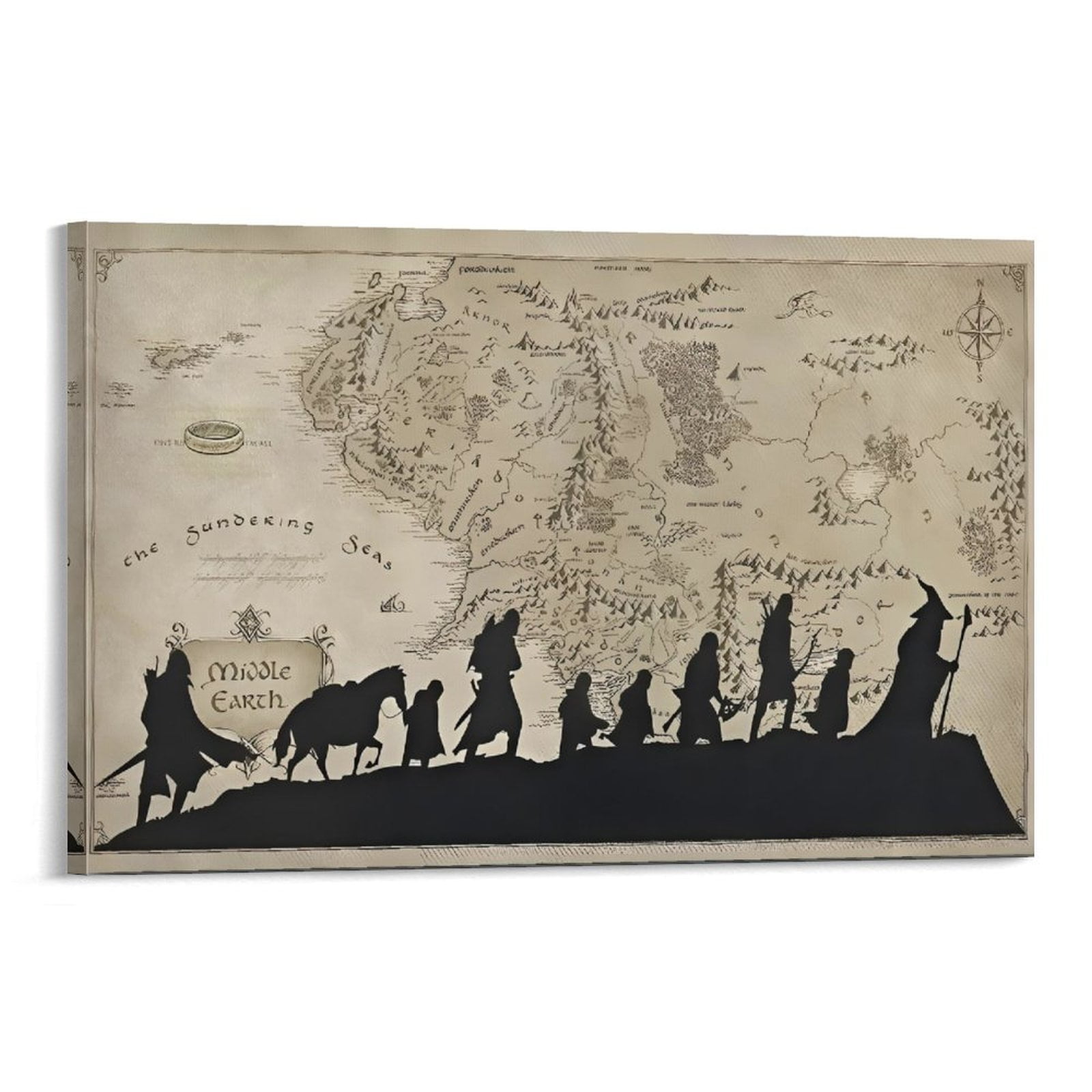 Middle Earth Map Lord of The Rings Poster (17) Gifts Canvas Painting ...