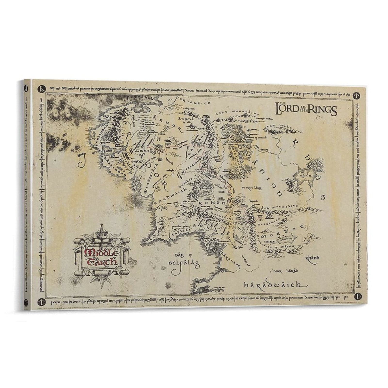 Middle Earth Map Lord of The Rings Poster (23) Canvas Art Poster and ...