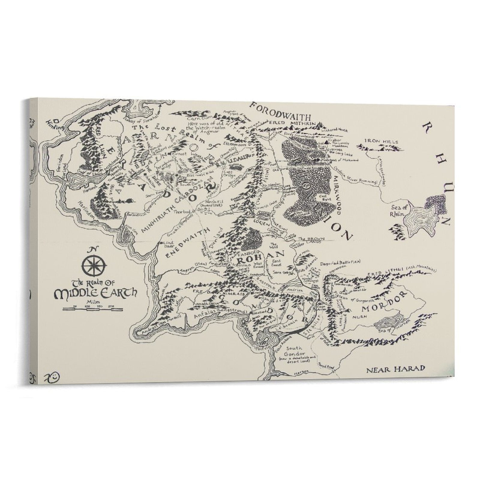 Middle Earth Map Lord of The Rings Poster (24) Wall Art Poster Scroll ...
