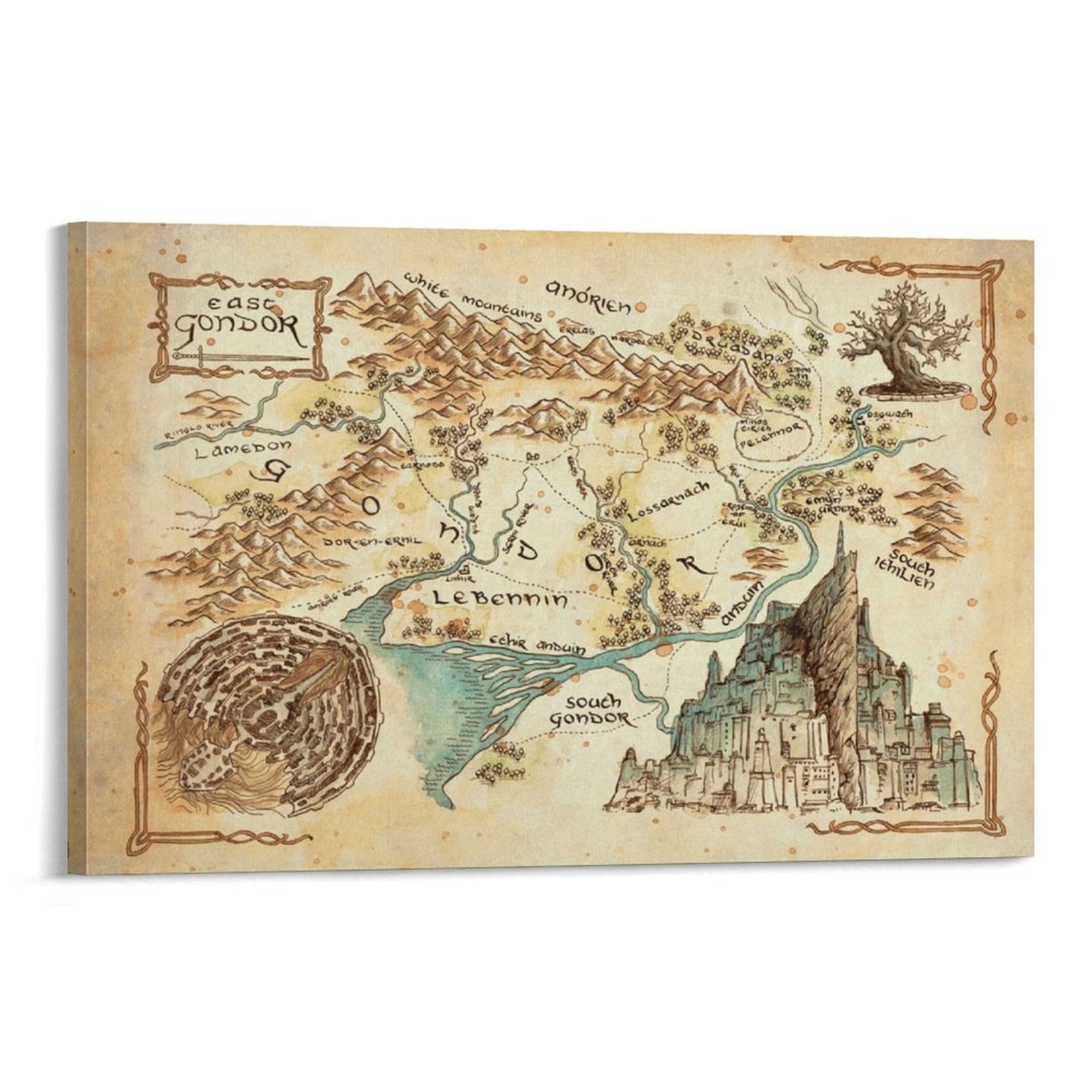 Middle Earth Map Lord of The Rings Poster (25) Artworks Canvas Poster ...