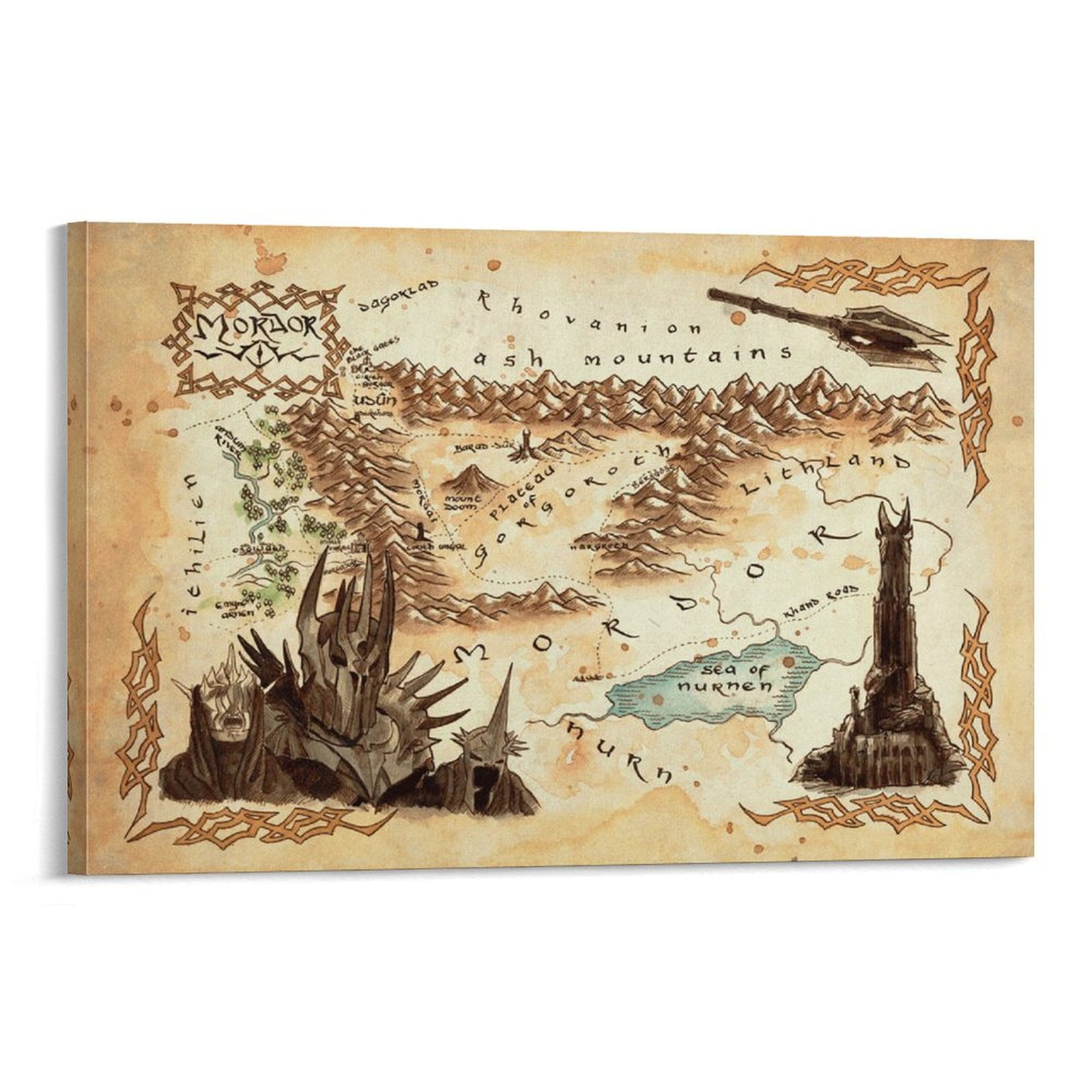 Middle Earth Map Lord of The Rings Poster (26) Posters Art Print Wall ...