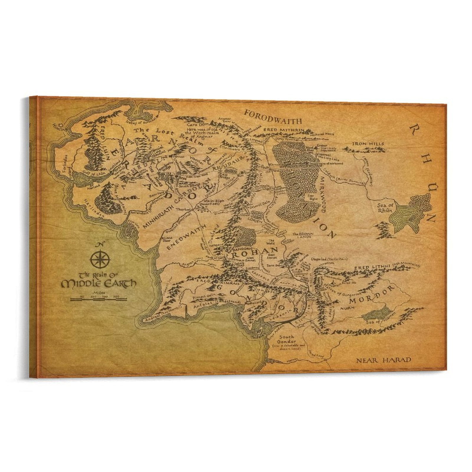Middle Earth Map Lord of The Rings Poster (4) Wall Art Poster Scroll ...