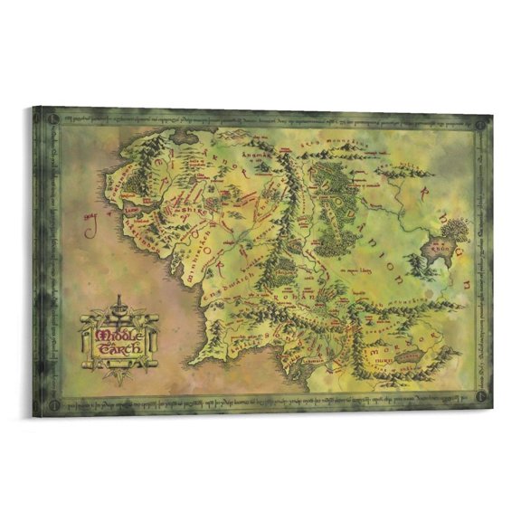 Middle Earth Map Lord of The Rings Poster (8) Gifts Canvas Painting Poster Wall Art Decorative Picture Prints Modern Decor 12x18inch(30x45cm)