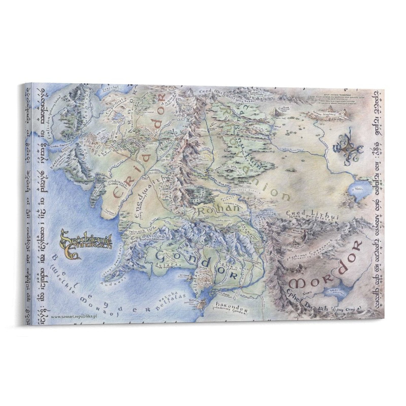 Middle Earth Map Lord of The Rings Poster (9) Picture Print Wall Art ...