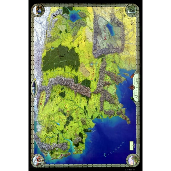 Middle Earth Map Mini Poster 11inx17in in Mail/storage/gift tube 11x17 poster