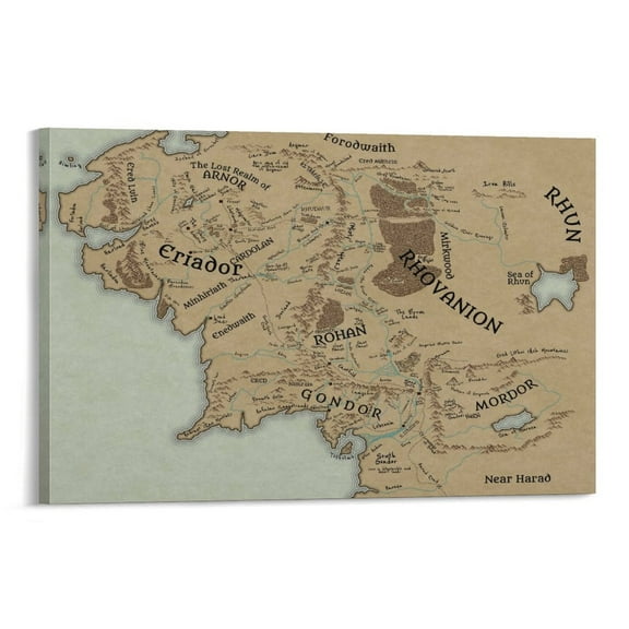 Middle Earth Map Posters Picture Print Wall Art Poster Painting Canvas Posters Artworks Gift Room Aesthetic 12x18inch(30x45cm)
