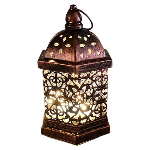 Middle East Arab Metal Vintage Lamp Hollowed Iron LED Light Operated Home Table Centerpieces Decors