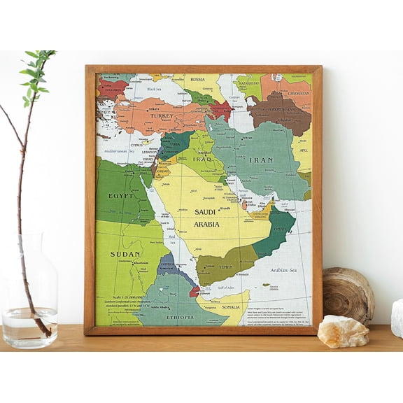 Middle East CIA Map - Iraq Iran Israel Political 2003 Wall - Palestine, Gaza , West Bank, Lebanon, Iran, Iraq - War in Israel and Gaza Home Schooling Classroom Unframed (11"x13")