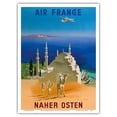 thumbnail image 1 of Middle East (Naher Osten) - France - Tuareg Camel Riding Nomads - Vintage Airline Travel Poster by Jean Even c.1950 - Master Art Print (Unframed) 9in x 12in, 1 of 4