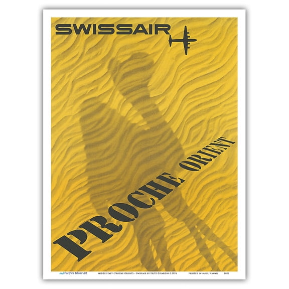 Middle East (Proche Orient) - Swissair - Vintage Airline Travel Poster by Fritz Girardin c.1956 - Master Art Print (Unframed) 9in x 12in