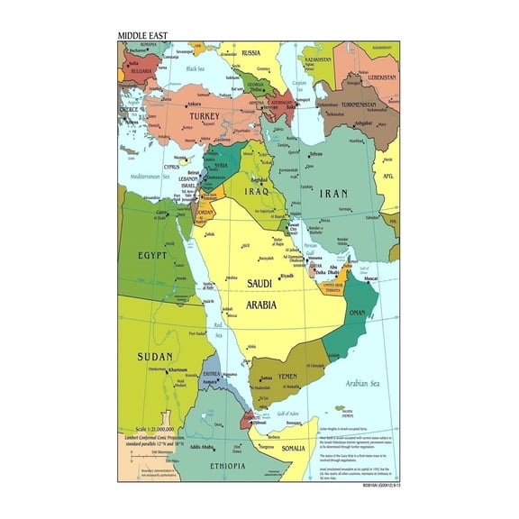 Middle East Then and Now Bible Map Laminated Poster with Ancient and Modern Borders Educational Wall Chart for Classroom Church and Home School