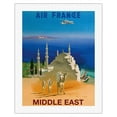 thumbnail image 1 of Middle East - Tuareg Camel Riding Nomads - France - Vintage Airline Travel Poster by Jean Even c.1950 - Fine Art Rolled Canvas Print 20in x 26in, 1 of 4