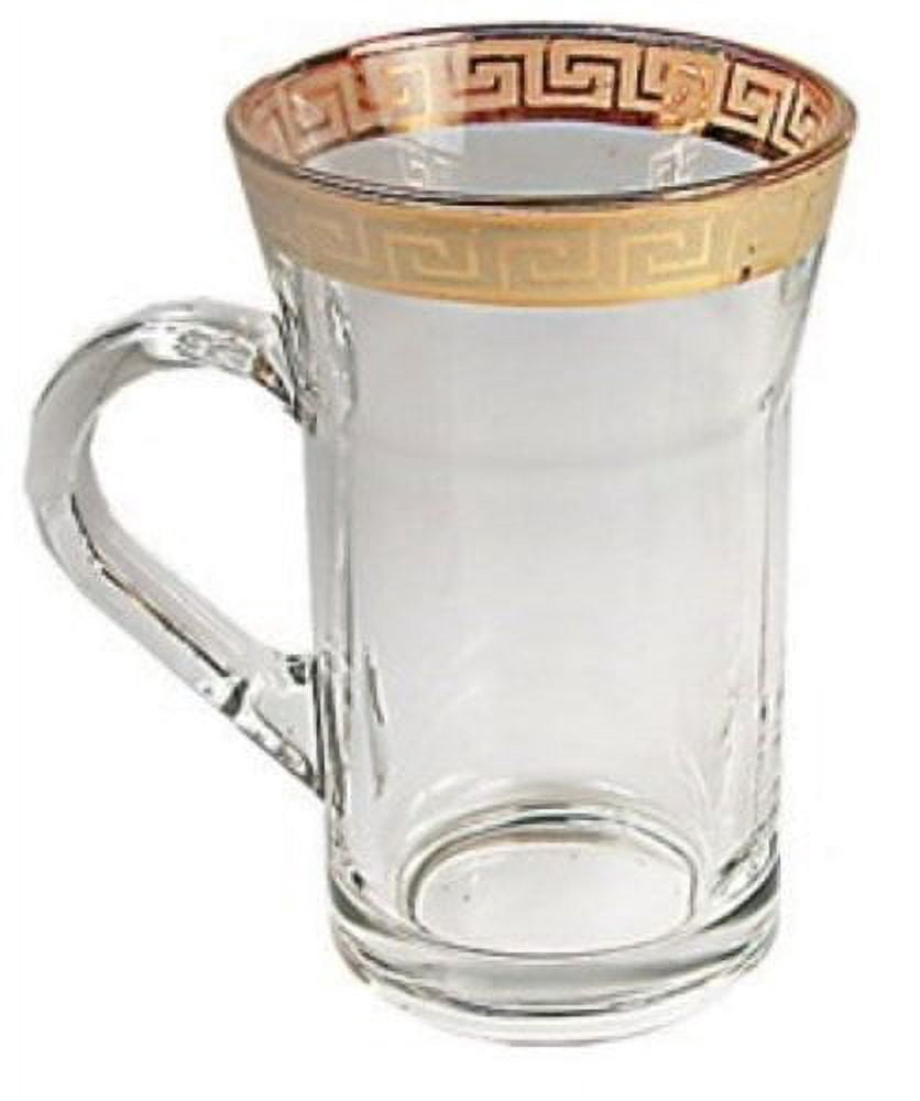 Middle Eastern Classic Gold Rim Trim Design Chai Tea Glass Cup 6-Piece Set 10-oz
